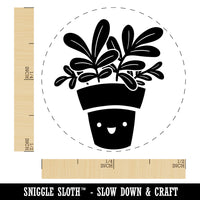 Happy Potted Plant Self-Inking Rubber Stamp for Stamping Crafting Planners
