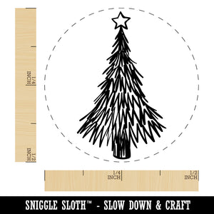 Hand Drawn Christmas Evergreen Tree with Star Self-Inking Rubber Stamp for Stamping Crafting Planners