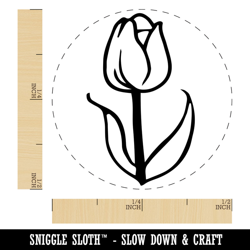 Hand Drawn Tulip Flower Doodle Self-Inking Rubber Stamp for Stamping Crafting Planners