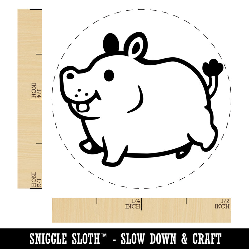 Chubby Round Hippo Hippopotamus Self-Inking Rubber Stamp for Stamping Crafting Planners
