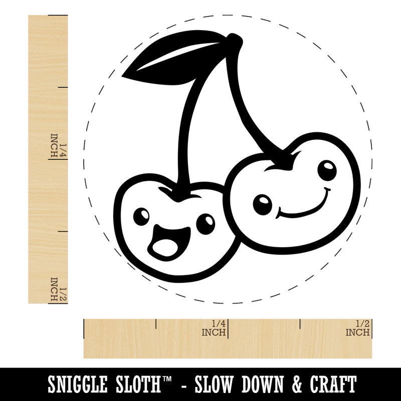Couple of Cute and Kawaii Cherry Buddies Cherries Self-Inking Rubber Stamp for Stamping Crafting Planners
