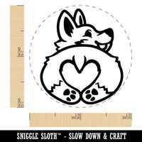 Cute Corgi with a Heart Butt Self-Inking Rubber Stamp for Stamping Crafting Planners