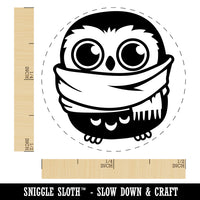 Cute Little Owl with Big Scarf Self-Inking Rubber Stamp for Stamping Crafting Planners