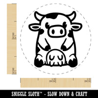Cute Spotted Cow Sitting Self-Inking Rubber Stamp for Stamping Crafting Planners