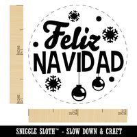 Feliz Navidad Spanish with Christmas Ornaments and Snowflakes Self-Inking Rubber Stamp for Stamping Crafting Planners