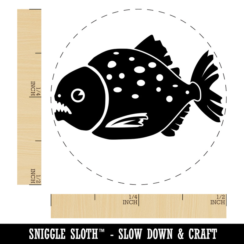 Toothy Piranha Fish Self-Inking Rubber Stamp for Stamping Crafting Planners