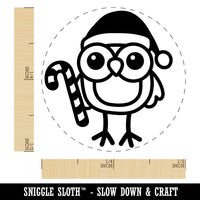 Christmas Owl with Candy Cane Self-Inking Rubber Stamp for Stamping Crafting Planners