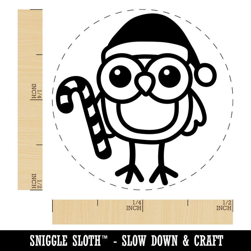 Christmas Owl with Candy Cane Self-Inking Rubber Stamp for Stamping Crafting Planners