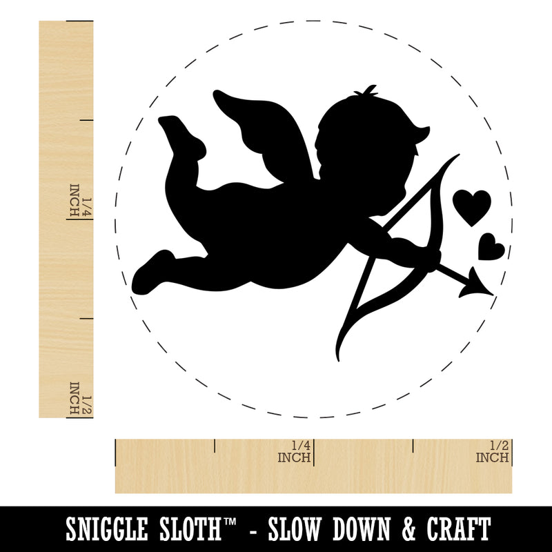 Cupid with Arrow Hearts Valentine's Day Silhouette Self-Inking Rubber Stamp for Stamping Crafting Planners