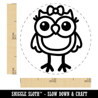 Cute Girl Owl with Bow Self-Inking Rubber Stamp for Stamping Crafting Planners