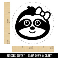 Cute Girl Sloth with Bow Self-Inking Rubber Stamp for Stamping Crafting Planners