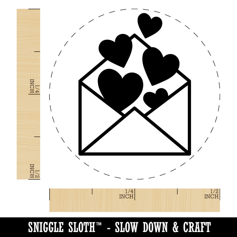 Envelope Full of Hearts Love Valentine's Day Self-Inking Rubber Stamp for Stamping Crafting Planners