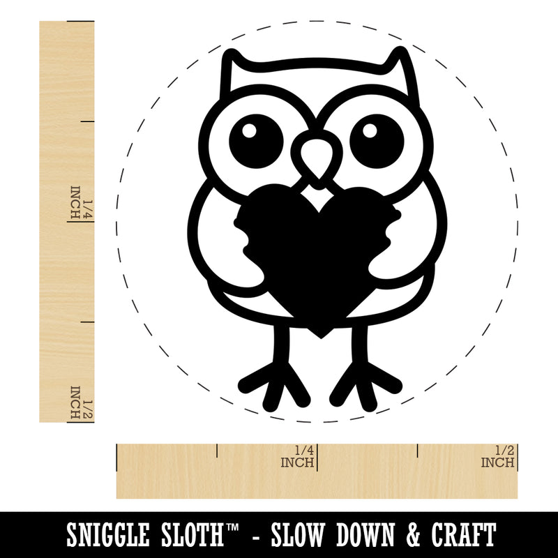 Owl Holding Heart Self-Inking Rubber Stamp for Stamping Crafting Planners
