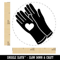 Caring Rubber Gloves Sanitizing Heart Self-Inking Rubber Stamp for Stamping Crafting Planners