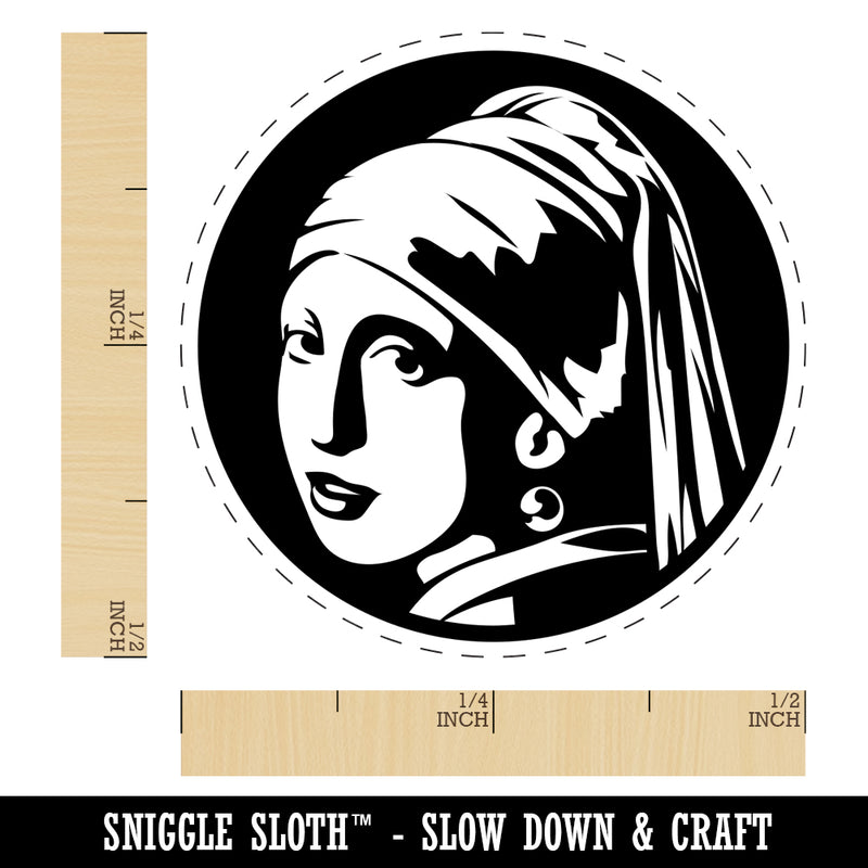 Girl with a Pearl Earring Painting by Johannes Vermeer Self-Inking Rubber Stamp for Stamping Crafting Planners