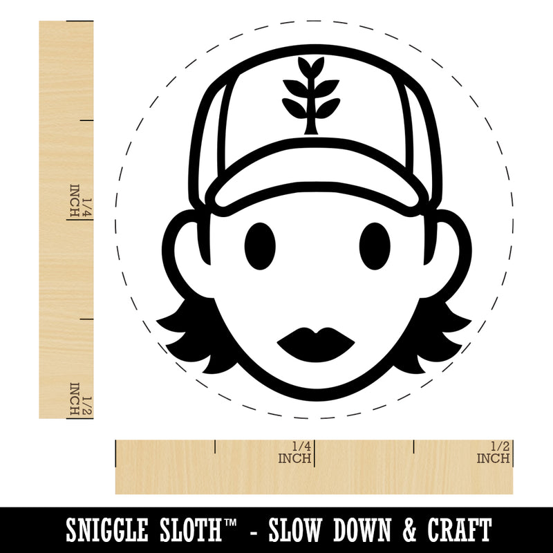 Occupation Farmer Cap Woman Icon Self-Inking Rubber Stamp for Stamping Crafting Planners