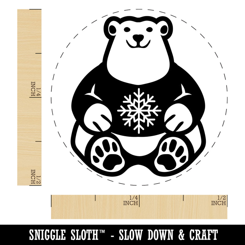 Polar Bear in Snowflake Christmas Sweater Self-Inking Rubber Stamp for Stamping Crafting Planners