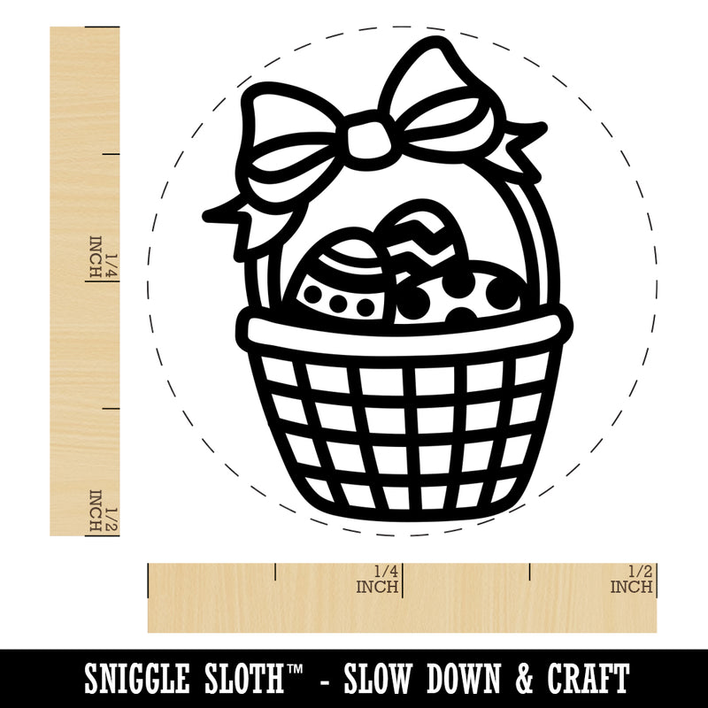 Easter Basket with Eggs Self-Inking Rubber Stamp for Stamping Crafting Planners