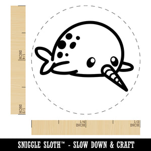 Chibi Narwhal Plopped on Belly Self-Inking Rubber Stamp for Stamping Crafting Planners