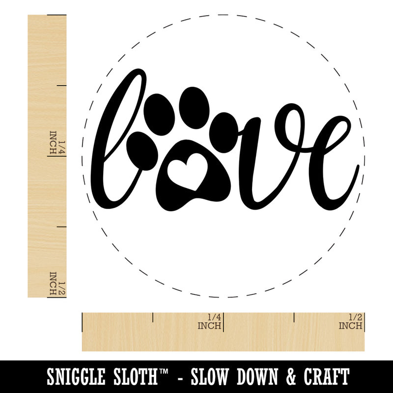 Love Script Paw Print with Heart Dog Cat Self-Inking Rubber Stamp for Stamping Crafting Planners