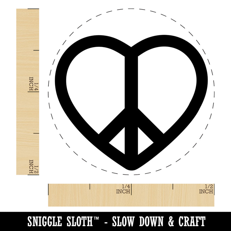 Peace Symbol in Heart Self-Inking Rubber Stamp for Stamping Crafting Planners