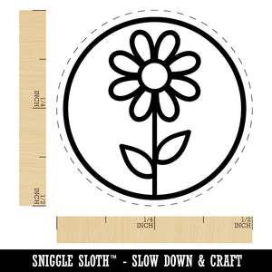 Daisy Flower in Circle Self-Inking Rubber Stamp for Stamping Crafting Planners