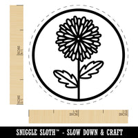 Mum Chrysanthemum Flower in Circle Self-Inking Rubber Stamp for Stamping Crafting Planners