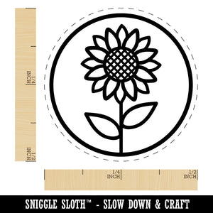 Sunflower in Circle Self-Inking Rubber Stamp for Stamping Crafting Planners