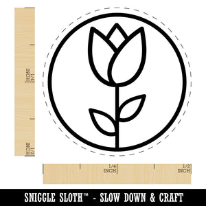 Tulip Flower in Circle Self-Inking Rubber Stamp for Stamping Crafting Planners