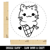 Yummy Ice Cream Cone Cat with Sprinkles Self-Inking Rubber Stamp for Stamping Crafting Planners