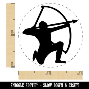 Archer Kneeling with Bow Drawn Archery Self-Inking Rubber Stamp for Stamping Crafting Planners