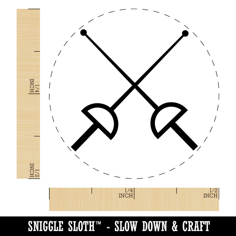 Crossed Fencing Swords Foil Self-Inking Rubber Stamp for Stamping Crafting Planners