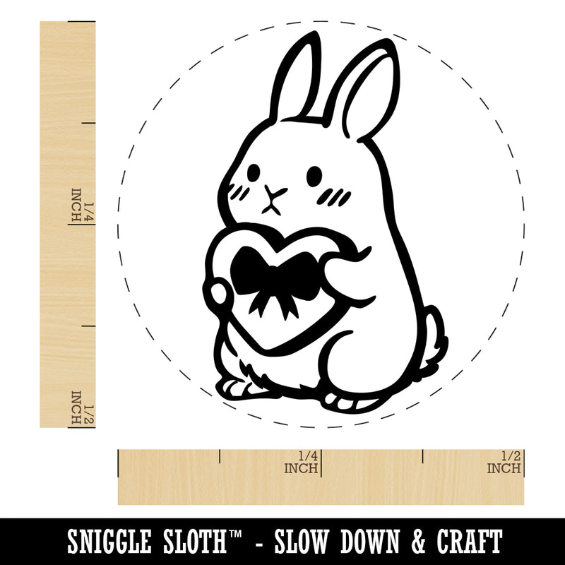 Cute Bunny Rabbit with Valentine's Day Heart Self-Inking Rubber Stamp for Stamping Crafting Planners