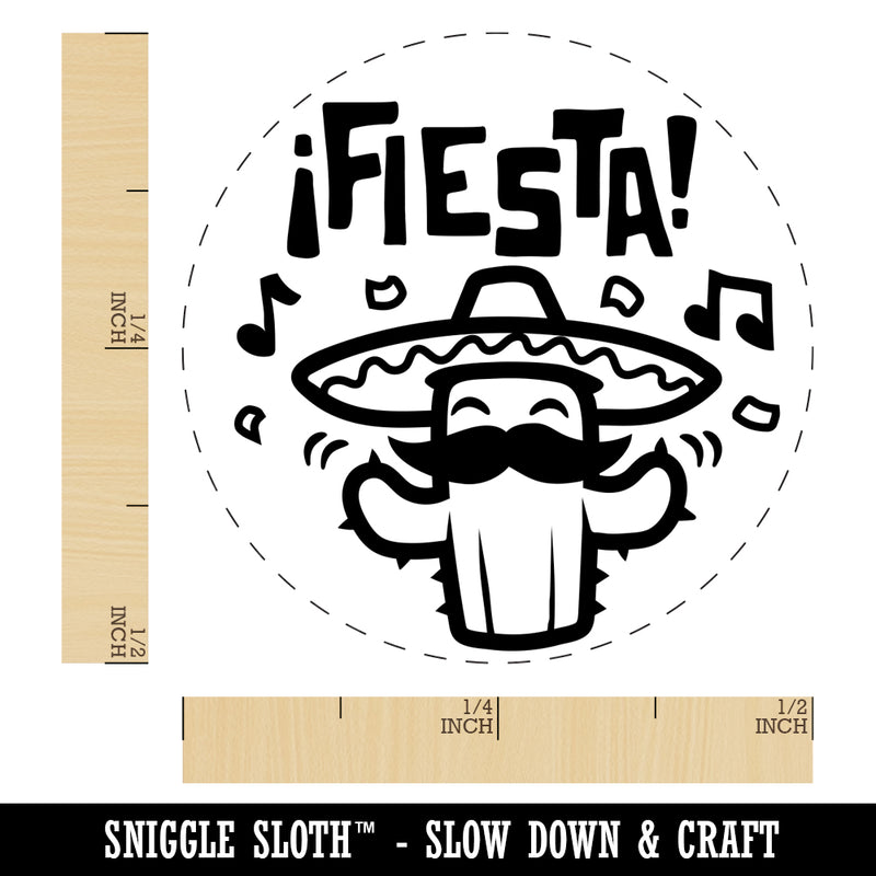 Fiesta Party Cactus with Sombrero Self-Inking Rubber Stamp for Stamping Crafting Planners