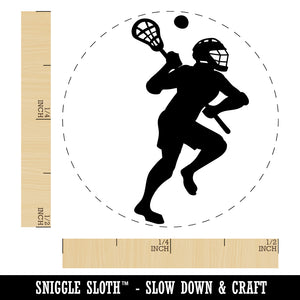 Lacrosse Player with Stick and Ball Self-Inking Rubber Stamp for Stamping Crafting Planners