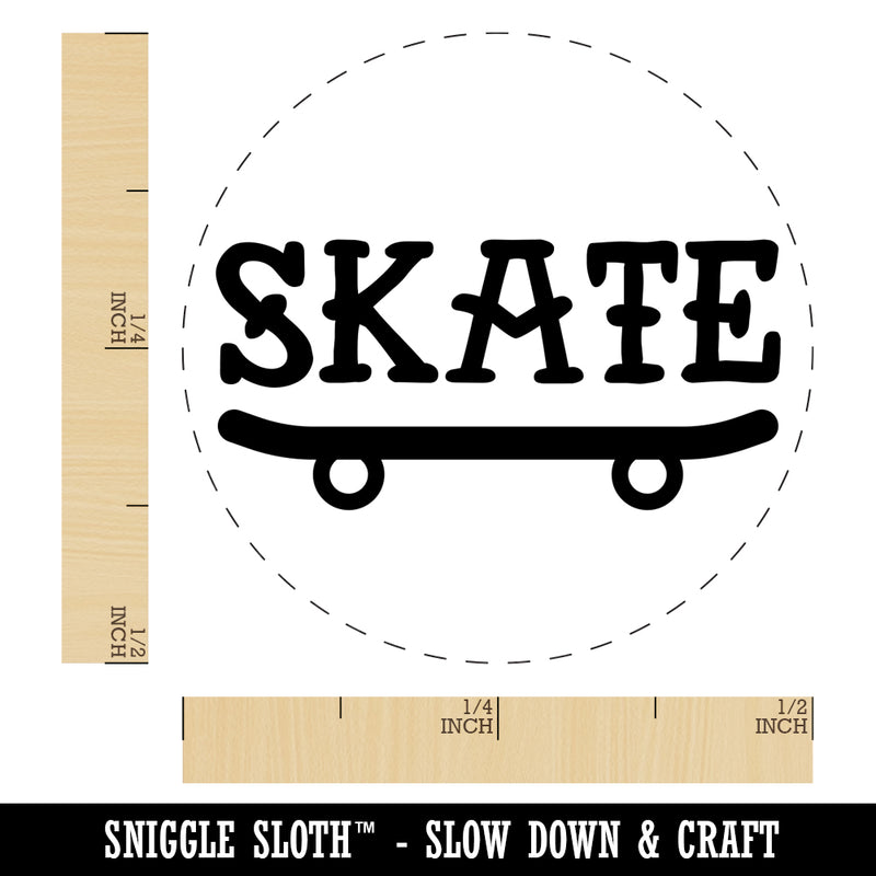 Skate Text on Skateboard Self-Inking Rubber Stamp for Stamping Crafting Planners