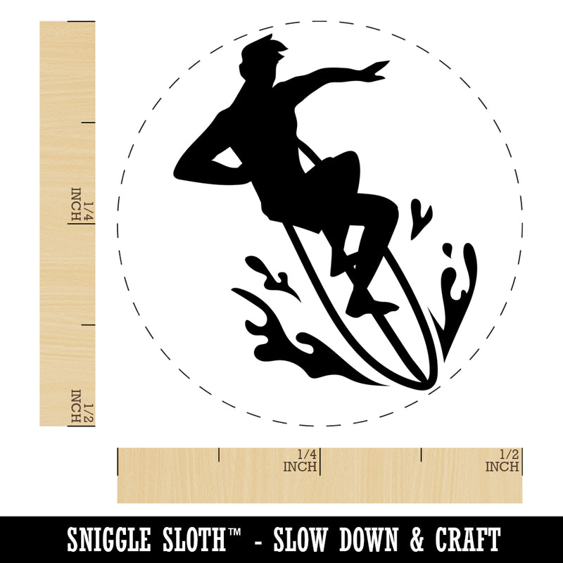 Surfer Surfing Man Silhouette Self-Inking Rubber Stamp for Stamping Crafting Planners