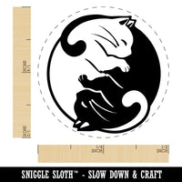 Yin and Yang Cats Curled Up Together Self-Inking Rubber Stamp for Stamping Crafting Planners