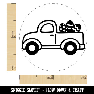 Cute Truck with Easter Eggs Self-Inking Rubber Stamp for Stamping Crafting Planners