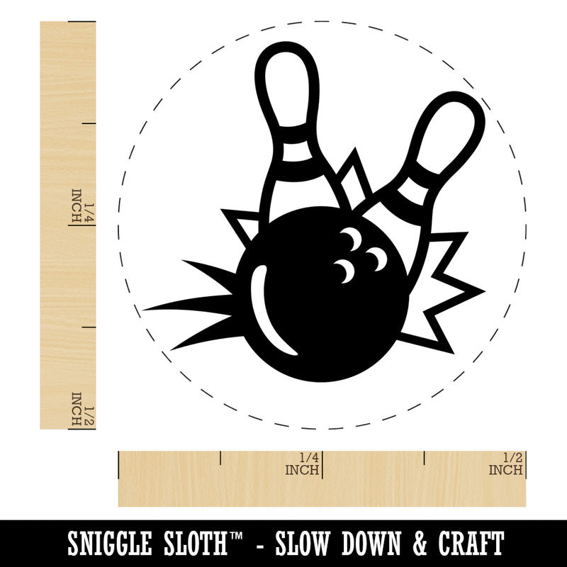 Bowling Ball Knocking Down Pins Self-Inking Rubber Stamp for Stamping Crafting Planners