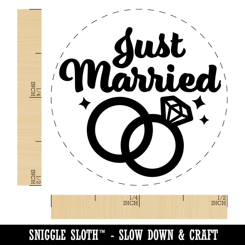 Just Married Wedding Rings Self-Inking Rubber Stamp for Stamping Crafting Planners