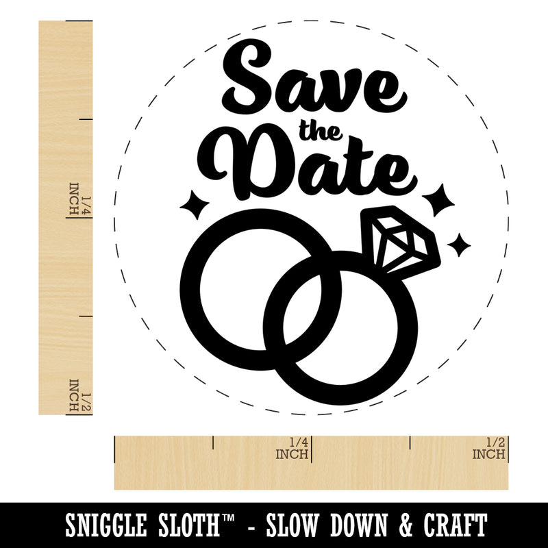 Save the Date Wedding Rings Self-Inking Rubber Stamp for Stamping Crafting Planners