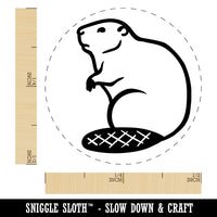 Beaver Sitting Self-Inking Rubber Stamp for Stamping Crafting Planners