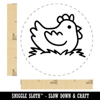 Cartoon Chicken Hen Sitting on Nest Self-Inking Rubber Stamp for Stamping Crafting Planners