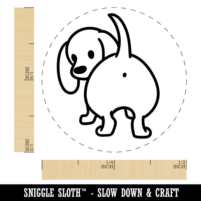 Dachshund from Behind Butt Wiener Dog Self-Inking Rubber Stamp for Stamping Crafting Planners