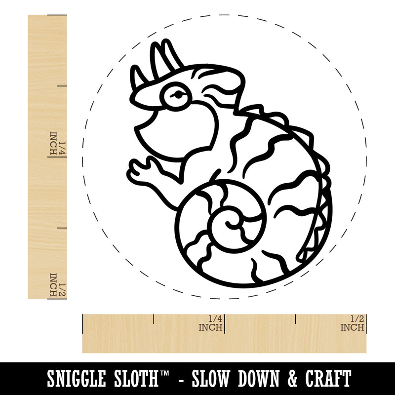 Fat Cute Jackson's Horned Chameleon Lizard Reptile Self-Inking Rubber Stamp for Stamping Crafting Planners