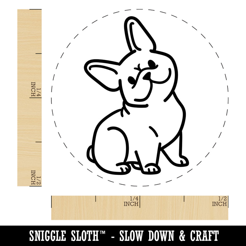 Frenchie Sitting Tilting Head French Bulldog Dog Self-Inking Rubber Stamp for Stamping Crafting Planners