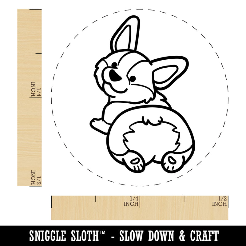 Pembroke Welsh Corgi from Behind Butt Dog Self-Inking Rubber Stamp for Stamping Crafting Planners