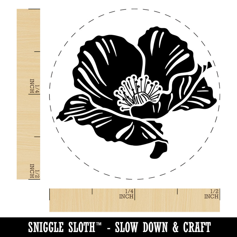 Pretty Poppy Flower Self-Inking Rubber Stamp for Stamping Crafting Planners
