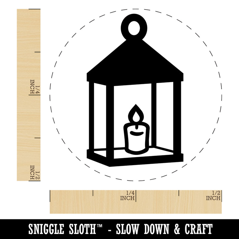 Vintage Lantern Candle with Flame Self-Inking Rubber Stamp for Stamping Crafting Planners